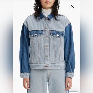 NEW Levi’s Inside Out 90’s Trucker Jean Jacket Two Toned Denim Oversized Sz L